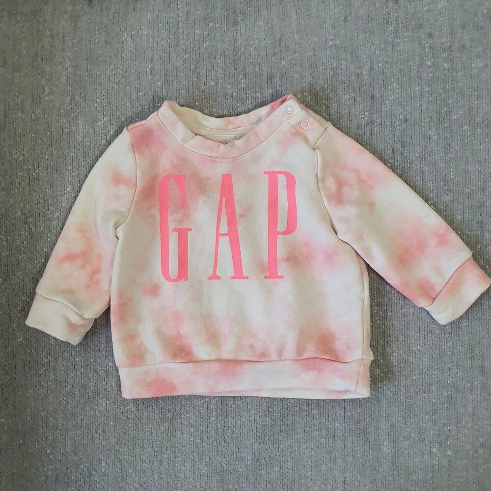 Baby Gap Sweatshirt Baby Girl Size 3-6 Months Tie Dye Cream Pink